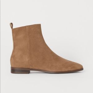 Tan Zippered Ankle Booties H&M small heel.